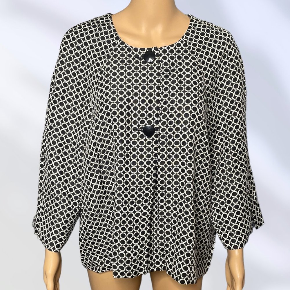 Sag Harbor Vintage Womens 2 Button 3/4 Sleeve Geometric Circles Blouse Jacket 16